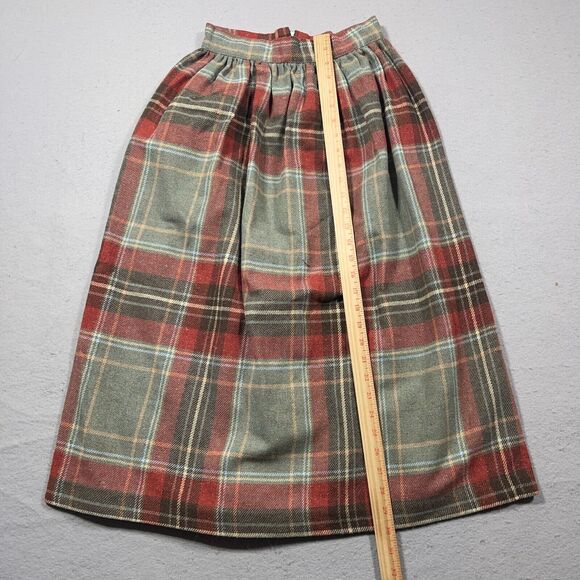 Vintage Skirt Womens 7/8 Red Plaid‎ Maxi Modest Classic Preppy Union Made - Picture 2 of 10